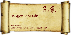 Henger Zoltán névjegykártya